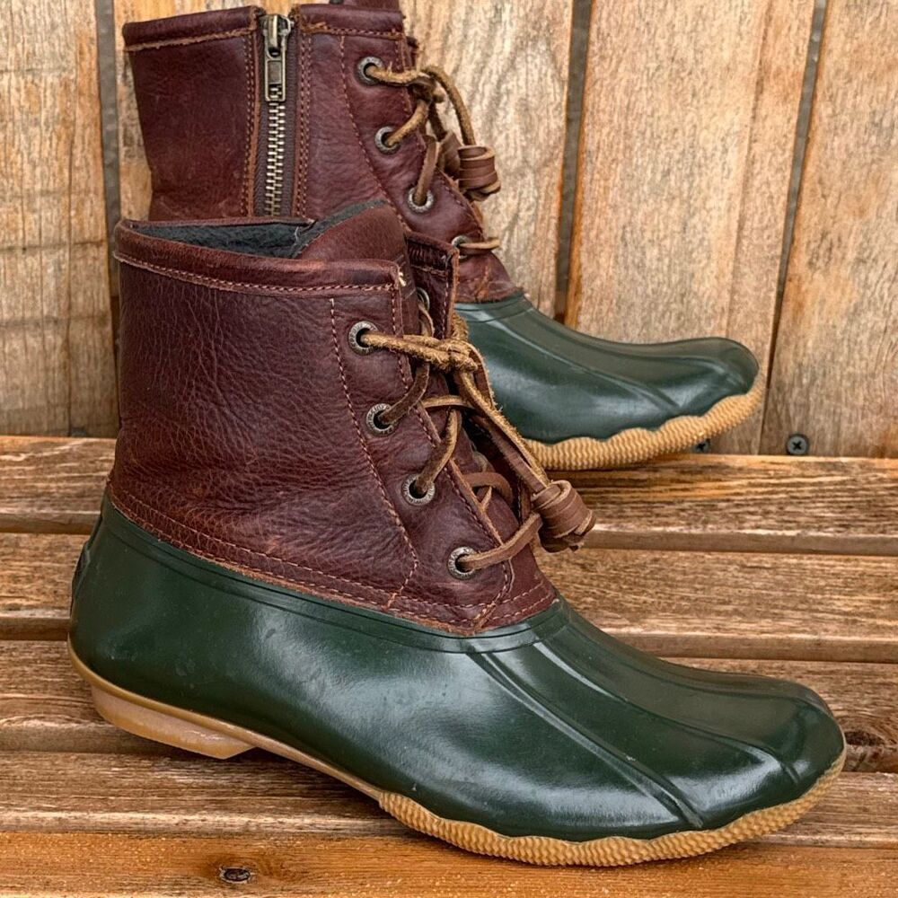 Sperry Women's Saltwater Duck Boots Brown Green Waterproof Women’s size 6 - Picture 10 of 10